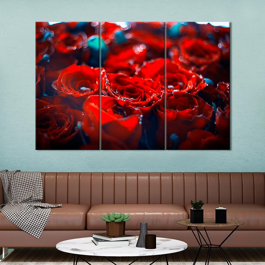 Картина цветы и растения Макросъемка красные розы 128x81 см (A972-3)