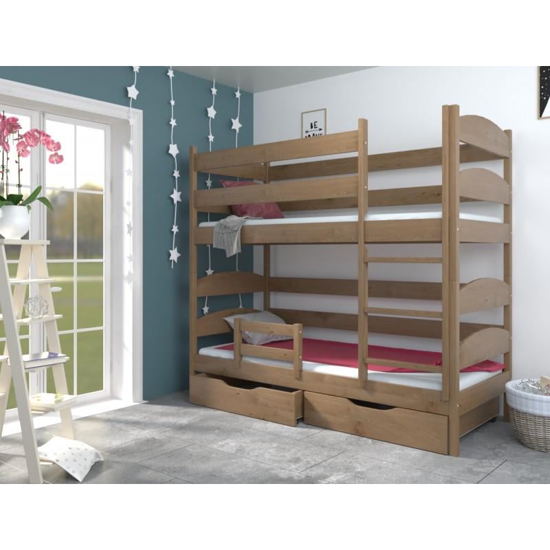 Кровать двухъярусная односпальная Luna mebli Лакки с бортиком/ящиками 90x190 см Орех светлый (43657)