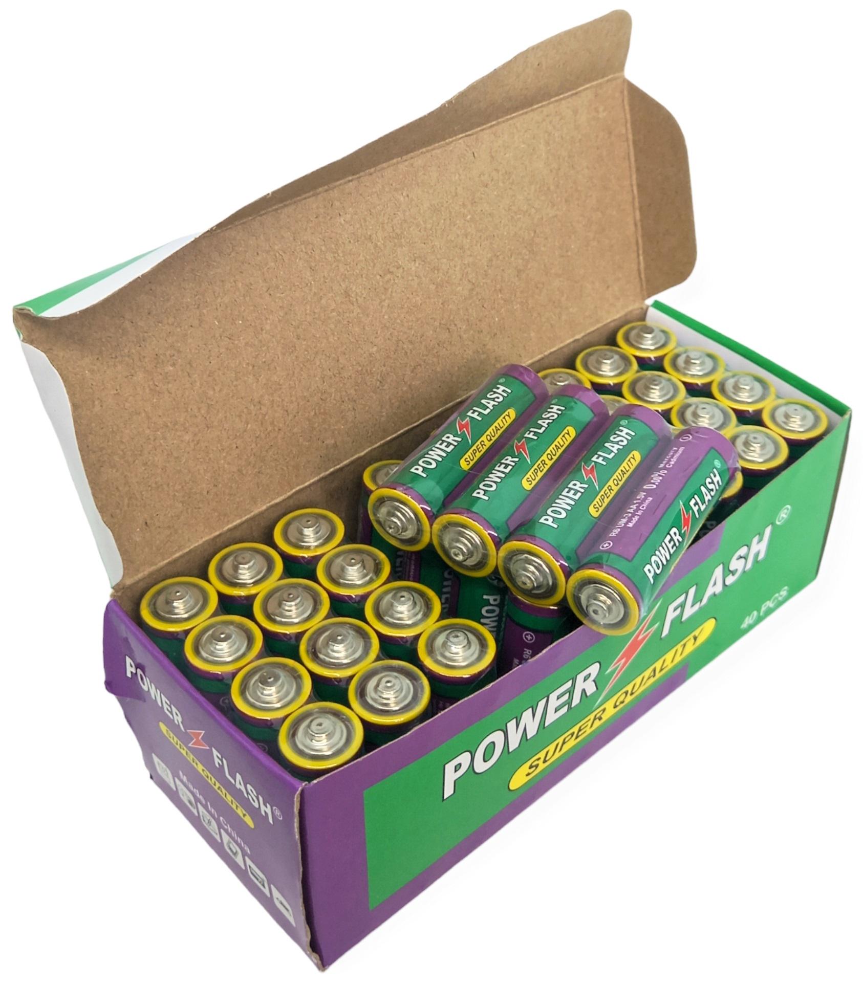 ᐉ Батарейки сольові пальчикові АА R6 UM3 Power Flash 40 шт. • Краща ...
