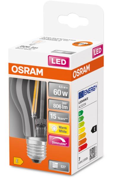 Лампа Osram LED SCLA60D 4058075115958 7W/827 230V FIL E27 (ERC-4058075115958) - фото 3