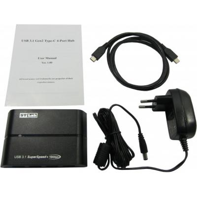 Концентратор STLab USB 3,1 Gen2 Type-C - 4x USB-Type-A Power Adapter 5V/2A (U-1690) - фото 2