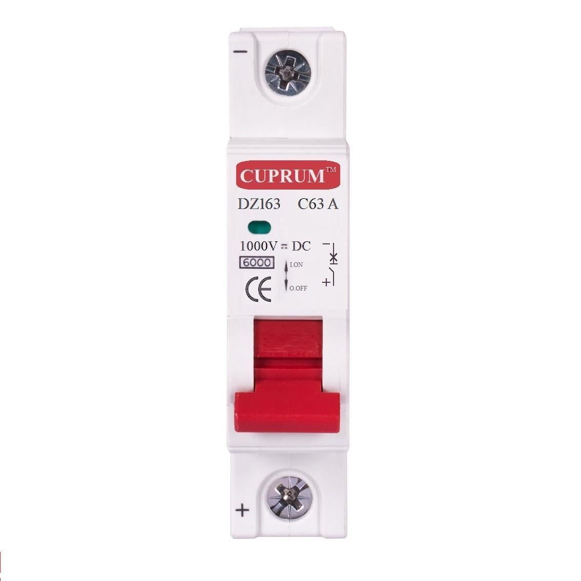 Автоматичний вимикач DC1000V 63А DZ163 1 полюс модульний (cu0611063) Автоматичний вимикач DC1000V 63А DZ163 1 полюс модульний (cu0611063)