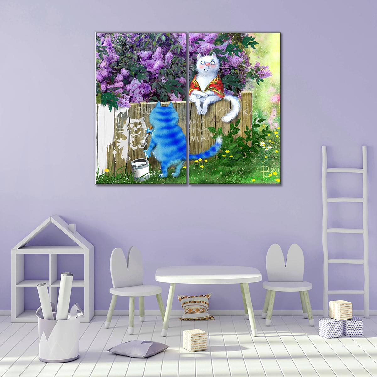 Модульная картина Мау мир труд 2 модуля 60x90 см