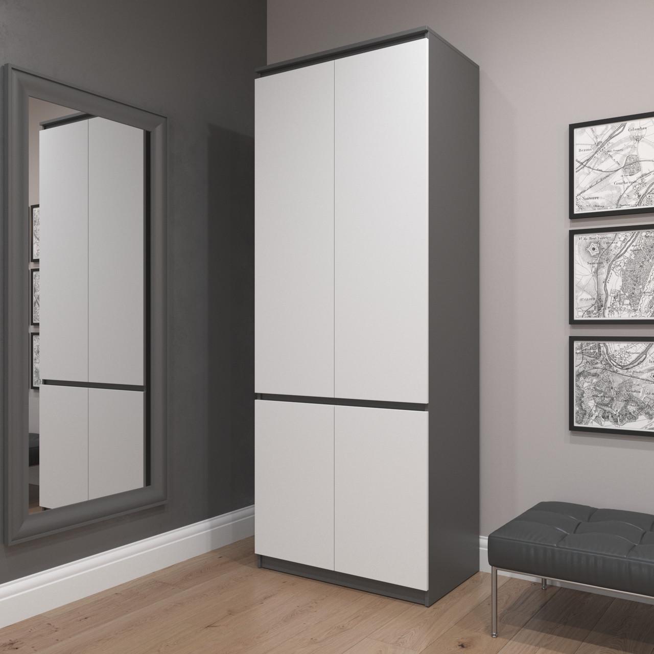 Шафа гардеробна Вайс R-10 802х500х2110 мм Антрацит/Білий фасад (30822973) - фото 1 Шафа гардеробна Вайс R-10 802х500х2110 мм Антрацит/Білий фасад (30822973) - фото 1