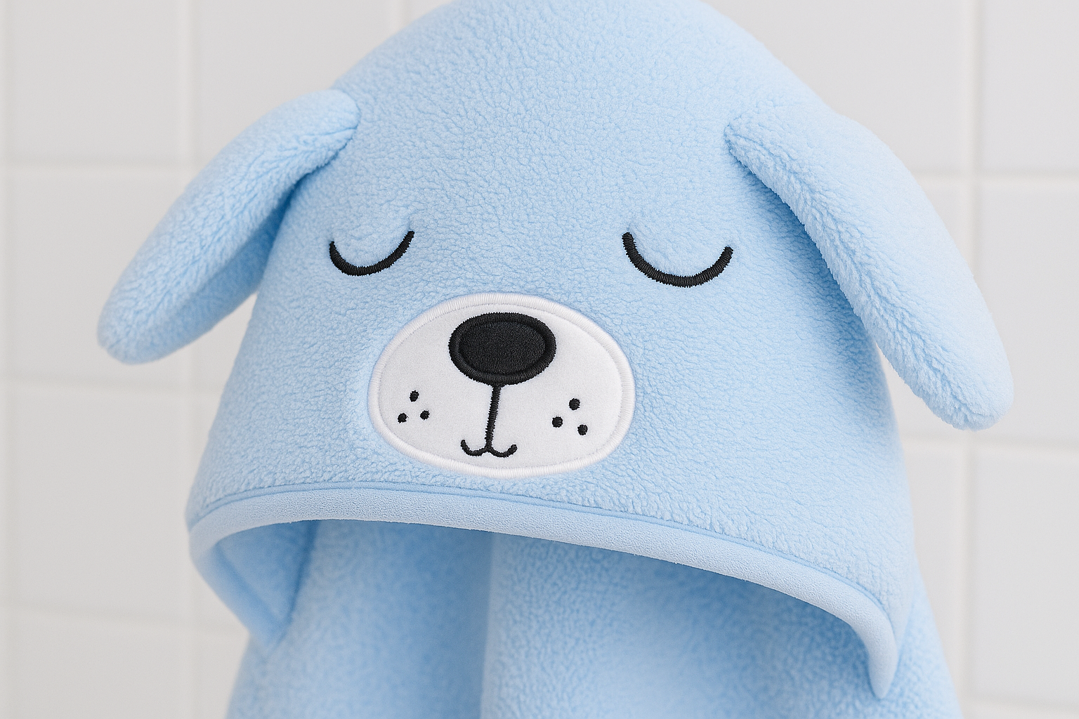 Полотенце-плед детское с капюшоном Собачка микрофибра 80х80 см Голубой (DP-796-51/blue) - фото 5