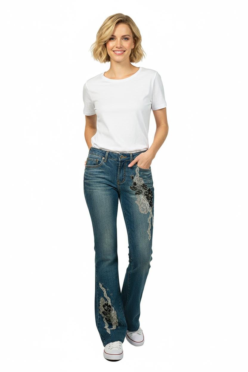 Джинсы женские Tantra S-1470 винтажные р. 48 Синий (17852174)