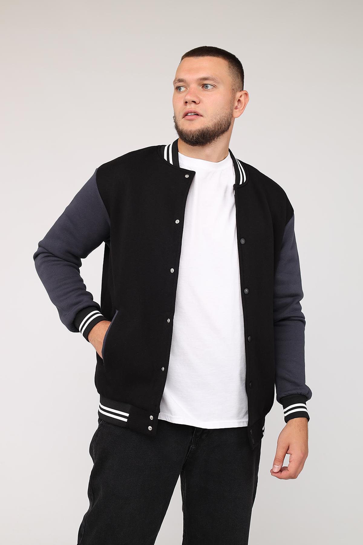 Куртка-бомбер чоловіча демісезонна ЦБ-00282591 р. 52 Чорний (29079998)