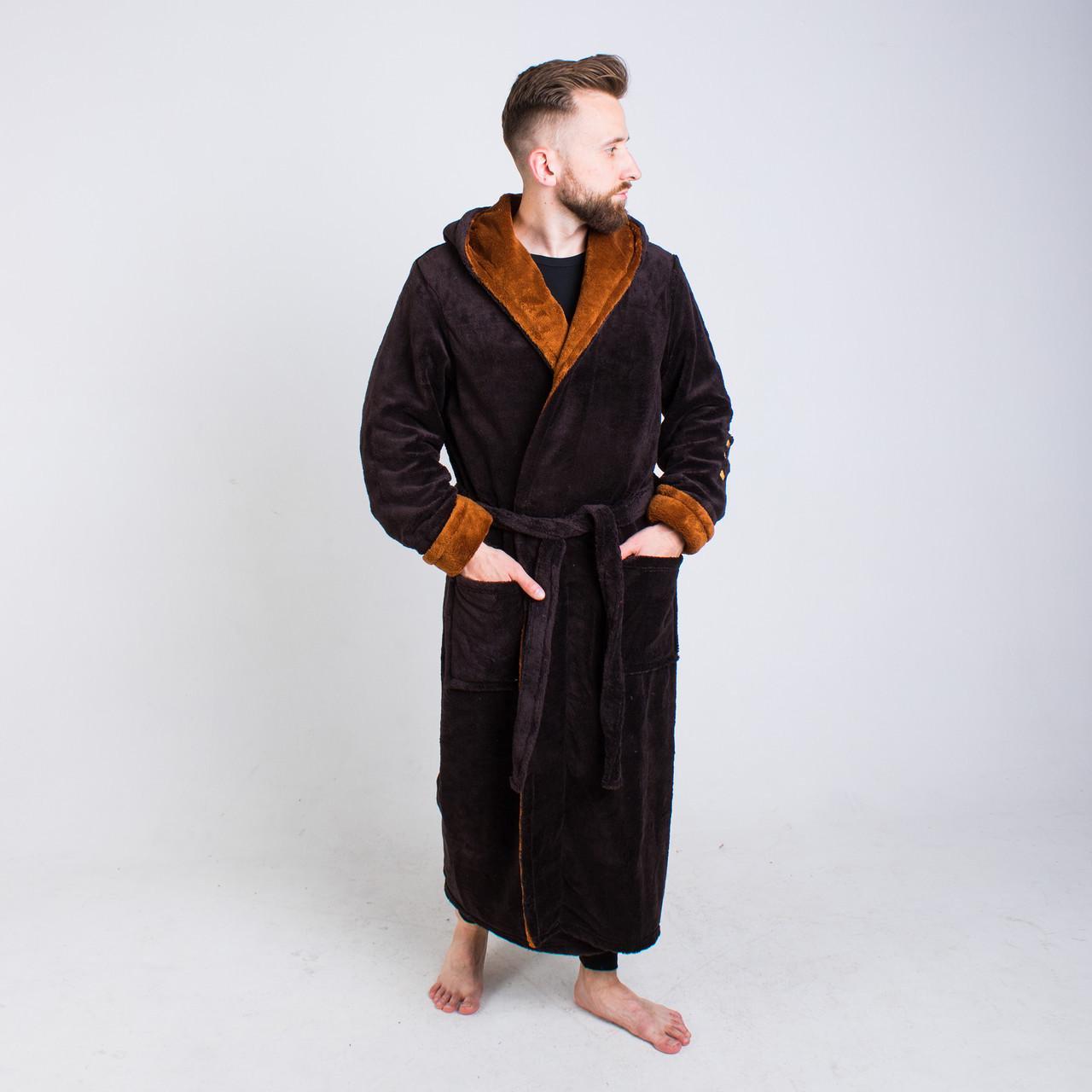 Халат мужской махровый 4XL Шоколадный (58-60) - фото 4 Халат мужской махровый 4XL Шоколадный (58-60) - фото 4