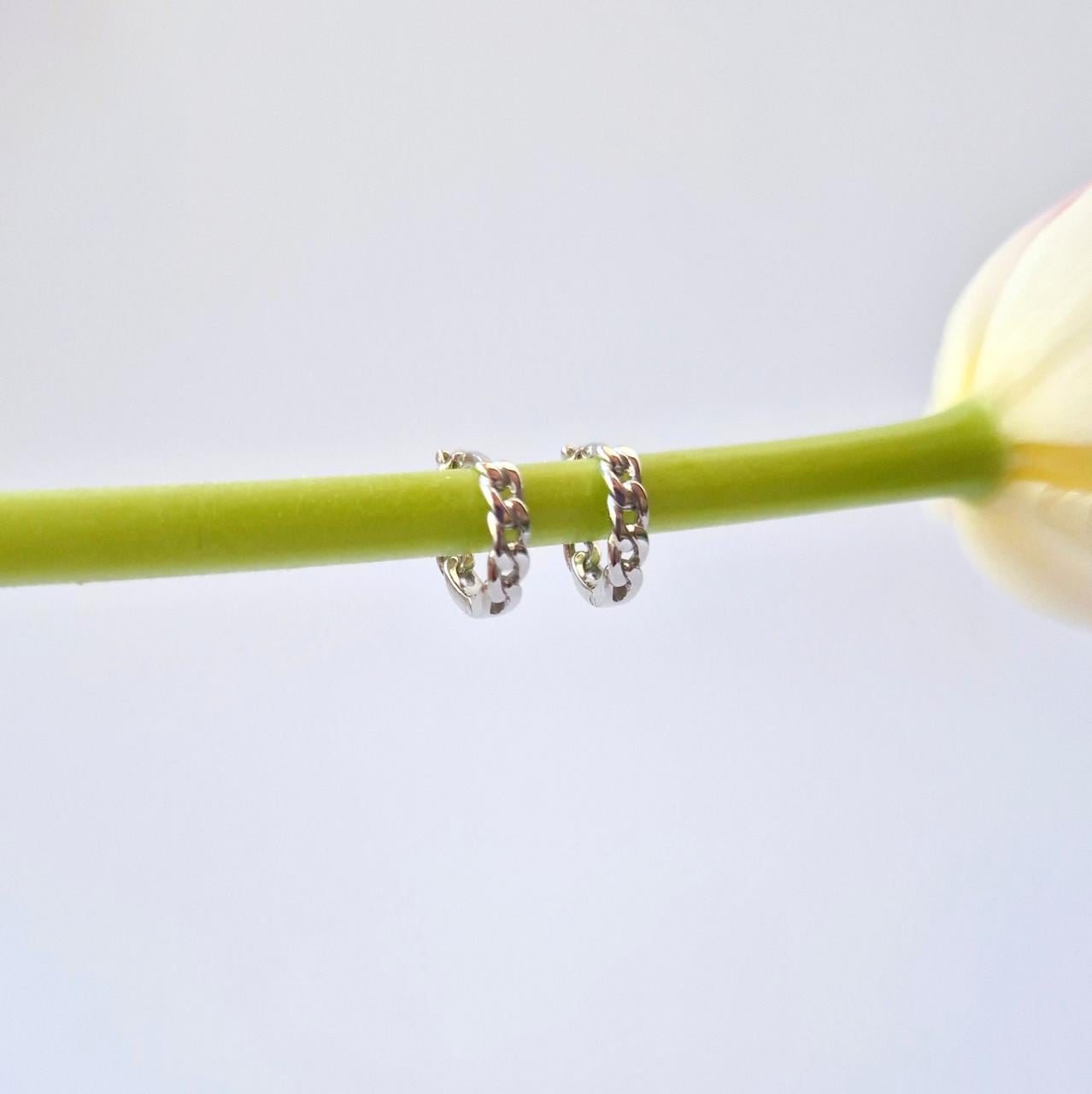 Серьги кольца без камней цепочка серебро 925 пробы родированное 1,46 г 10 мм (вс552р)