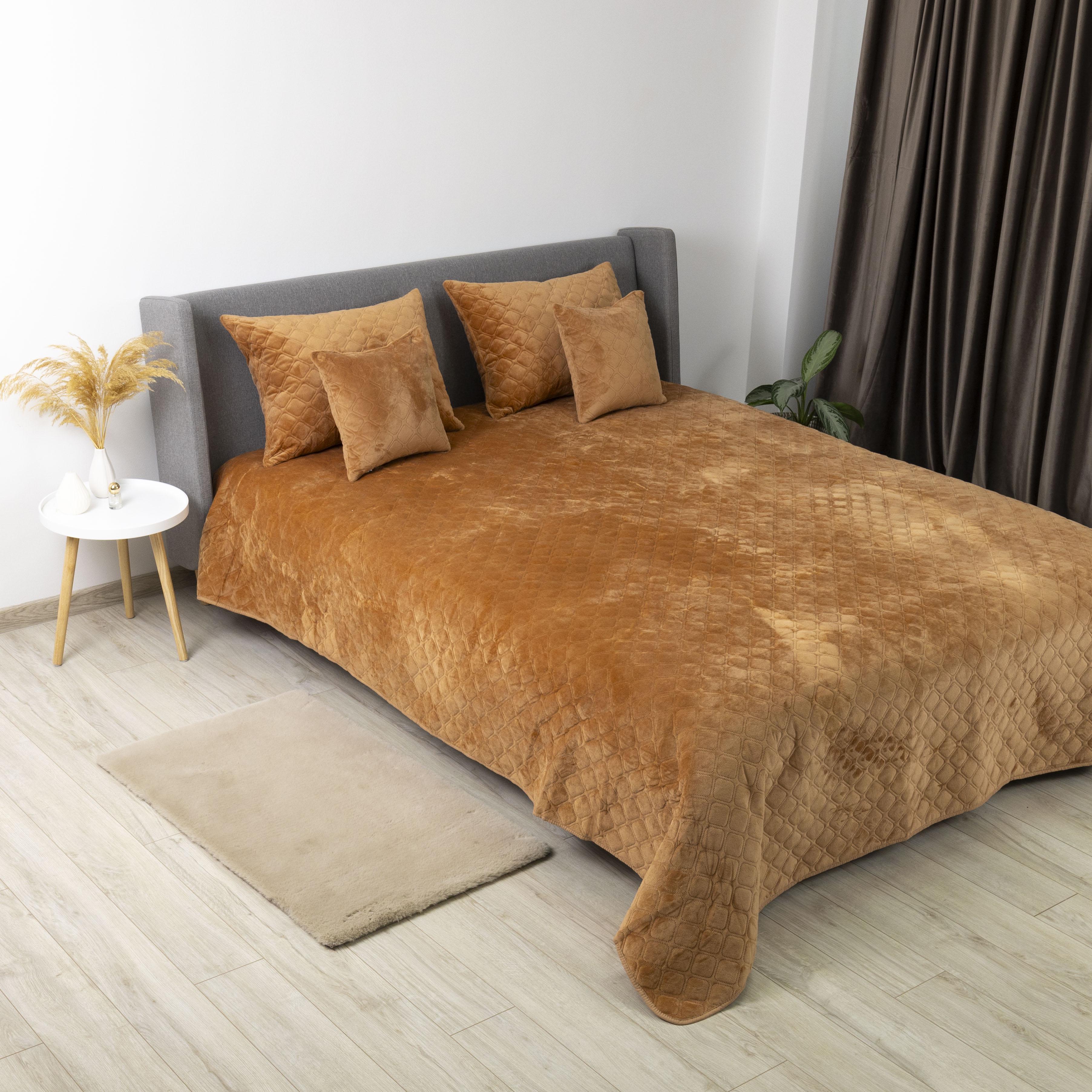 Покрывало ТЭП VELOUR ромб круглый 150x210 см Кофейный (item16034) - фото 5