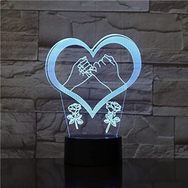 Світильник-нічник LED з ефектом 3D Серце 7 кольорів світіння - фото 3 Світильник-нічник LED з ефектом 3D Серце 7 кольорів світіння - фото 3