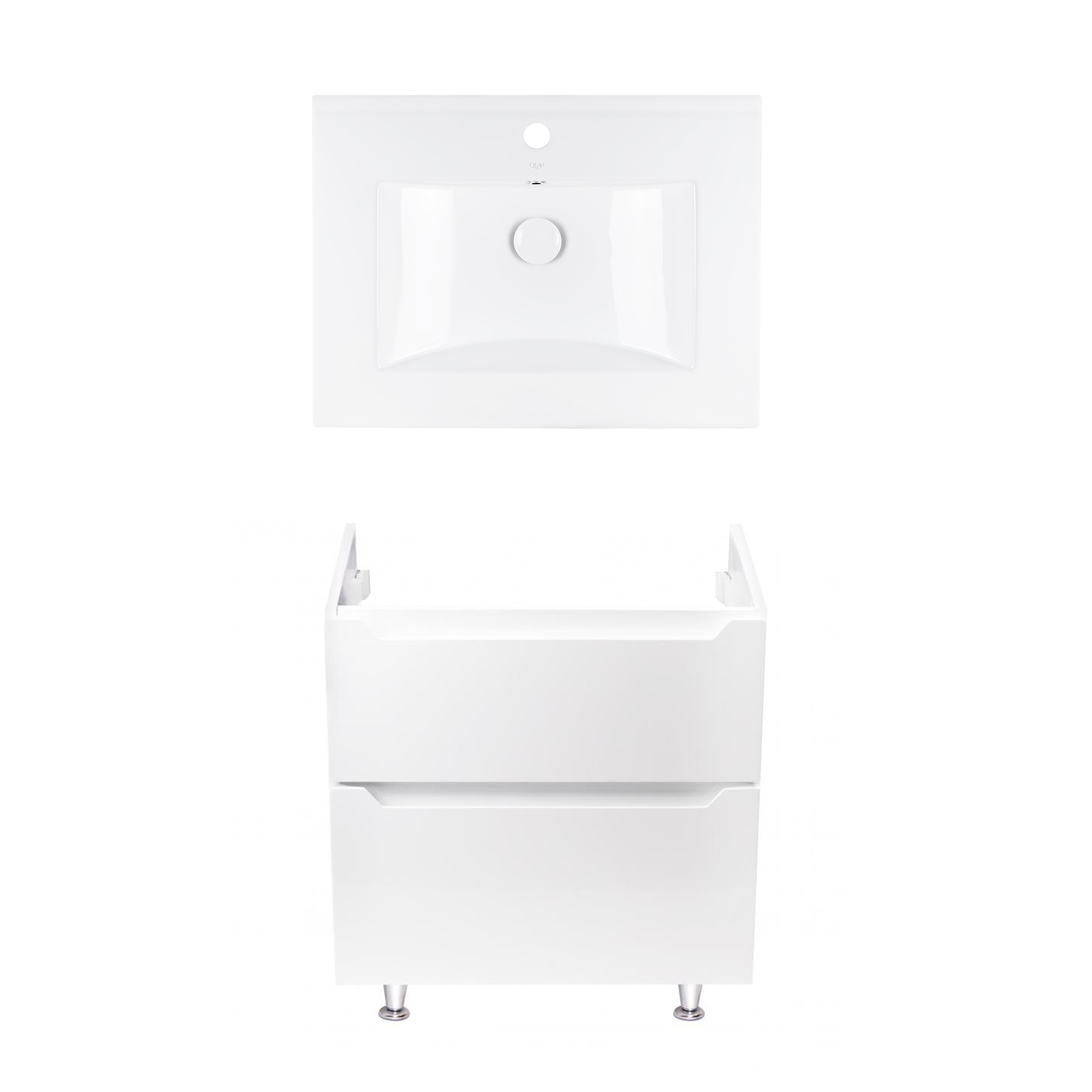 Комплект раковина Albatross врізна/тумба Q-tap підлогова Scorpio 600х825х460 мм White (QT71SC43951)