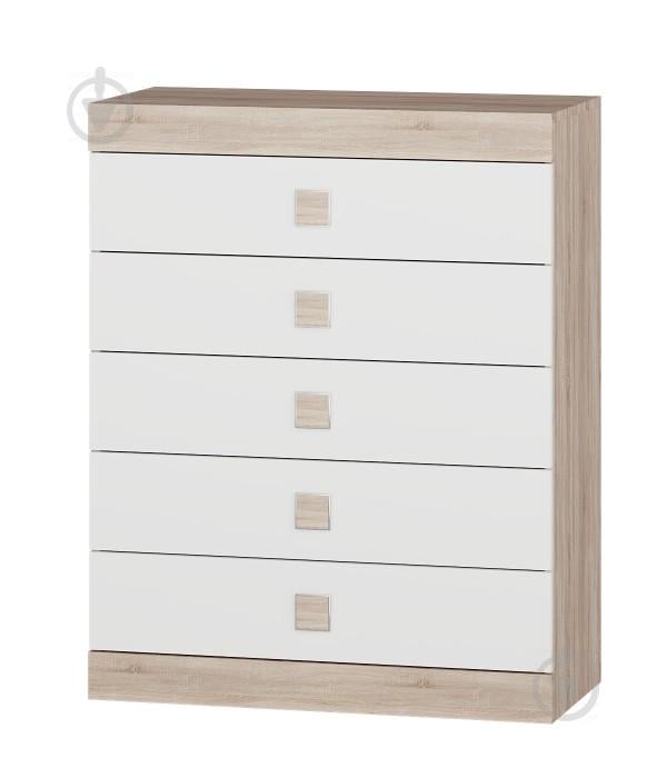 Високий комод на 5 ящиків Еверест Соната-2 сонома + білий Високий комод на 5 ящиків Еверест Соната-2 сонома + білий