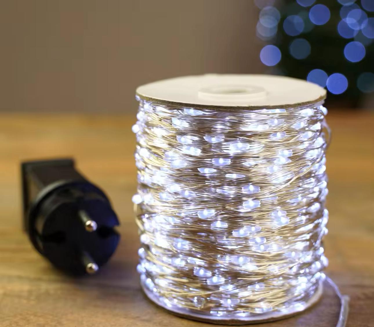 Гирлянда LED на прозрачном проводе холодный свет 50 м