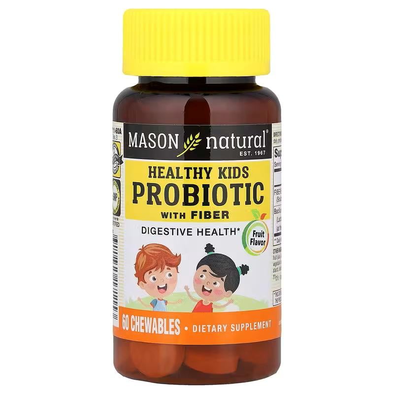 Пробиотик Mason Naturals Healthy Kids Probiotic with Fiber Fruit 60 Chewables