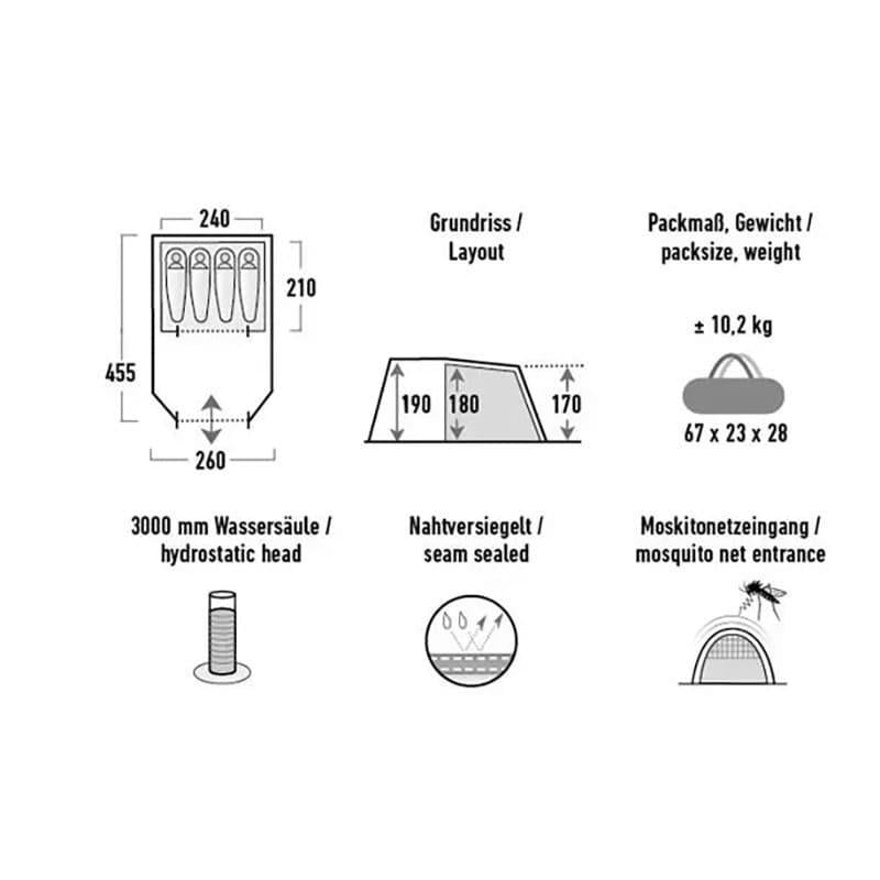 Намет чотиримісний High Peak Torri 4.0 Dark Grey/Green (931694) - фото 4