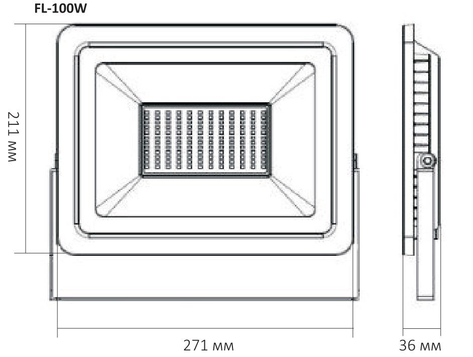 Прожектор світлодіодний FL 100W 5000K IP65 Black - фото 2