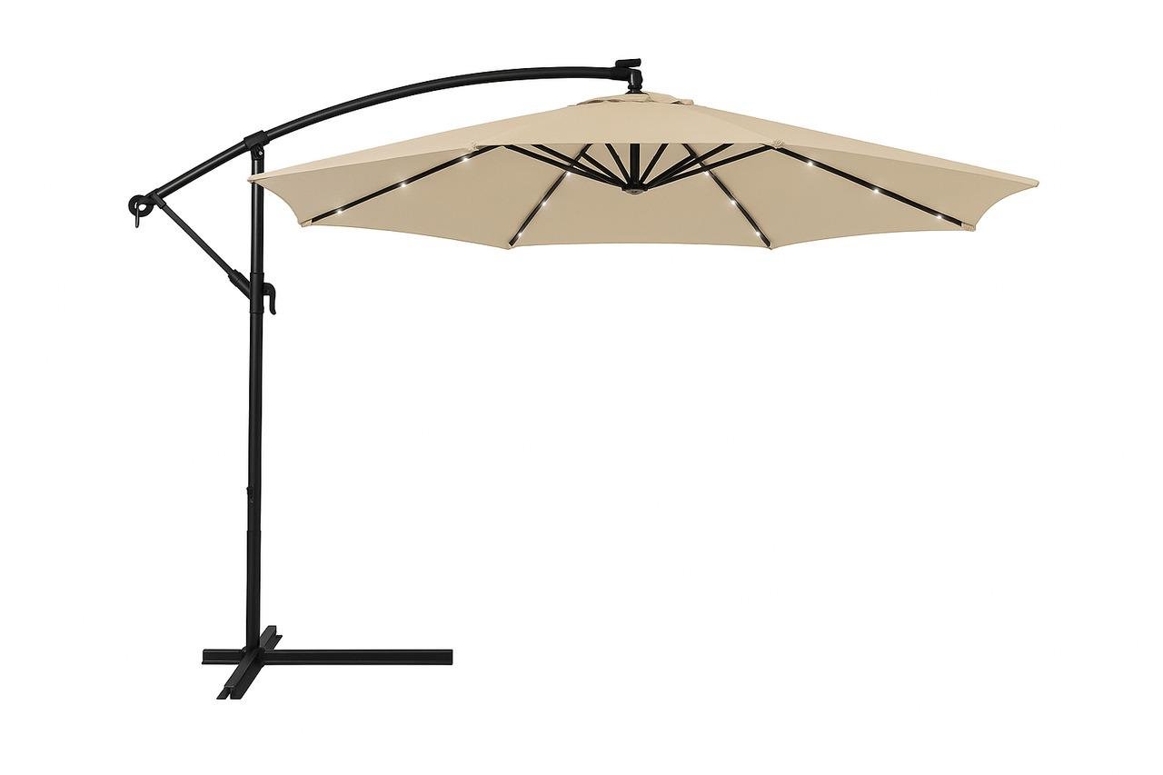 Парасолька садова WCG з LED підсвічуванням з чохлом 3,5 м Бежевий - фото 3