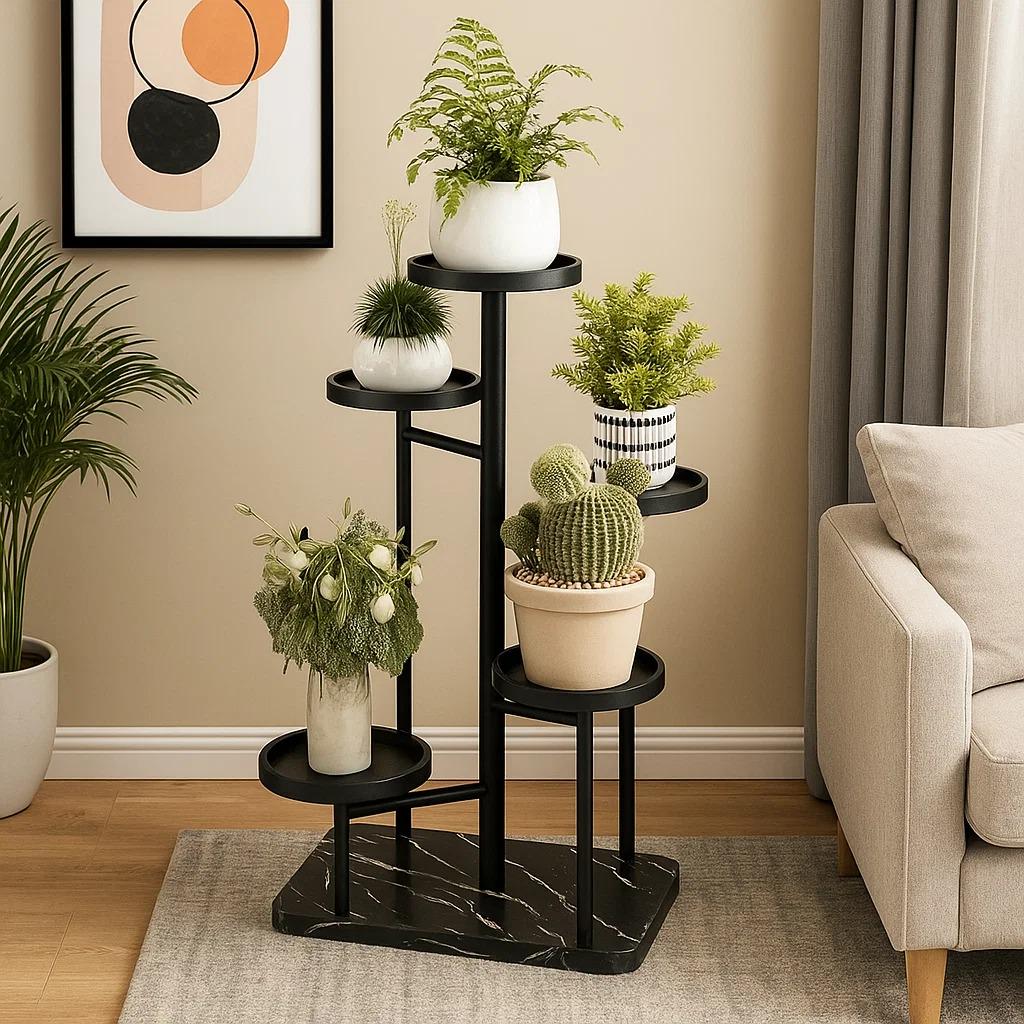 Стеллаж для растений и горшков с цветами на 5 ярусов Черный