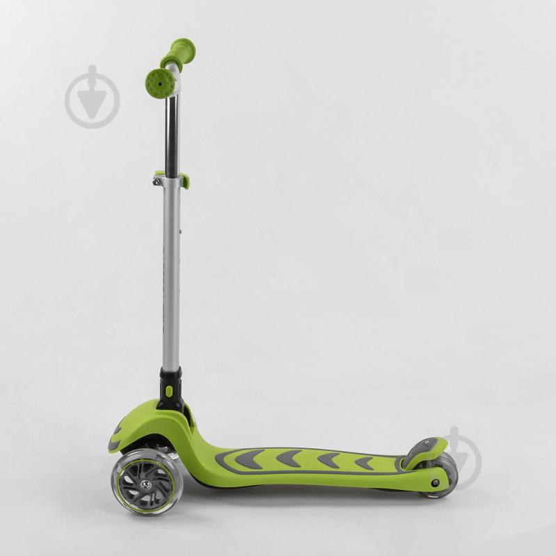 Самокат триколісний Best Scooter складане алюмінієве кермо, 4 колеса PU зі світлом Light green (102320) - фото 3