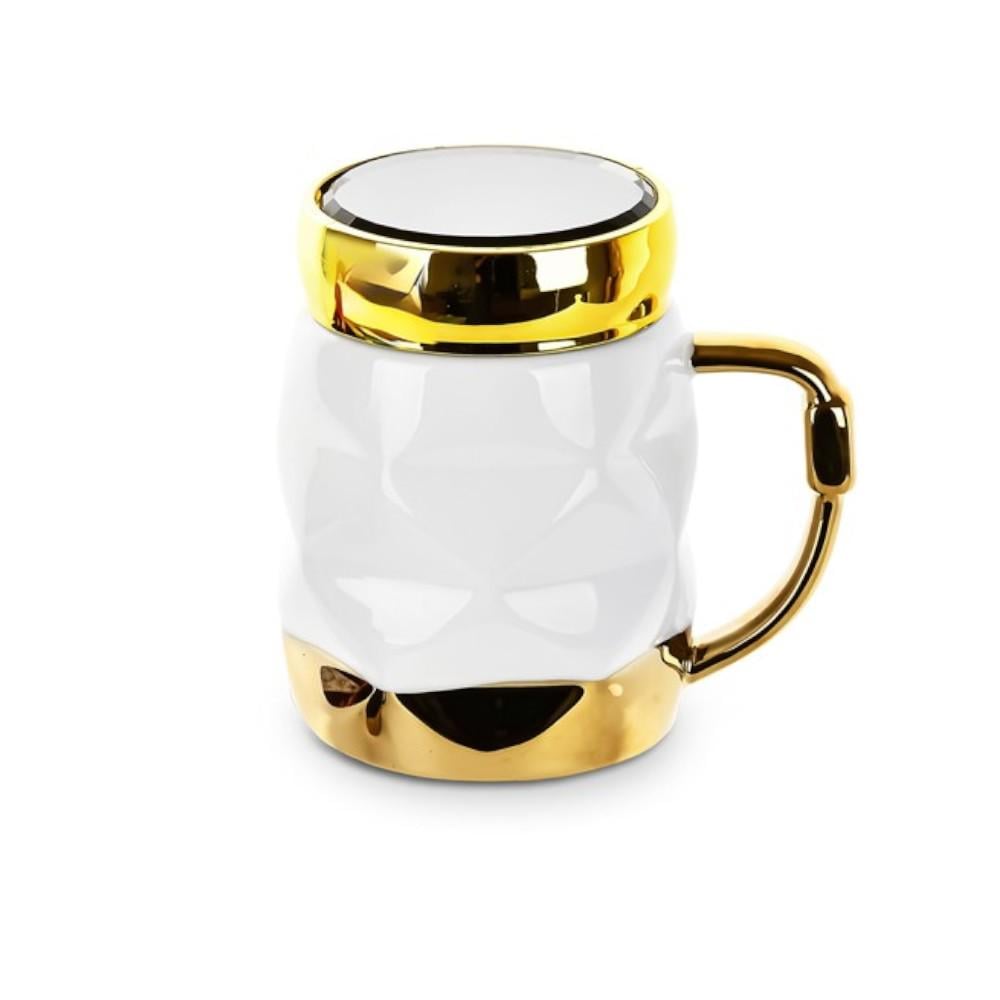 Чашка з кришкою закручується Stenson Stylish кераміка/пластик 6,5х11 см Білий (618863)