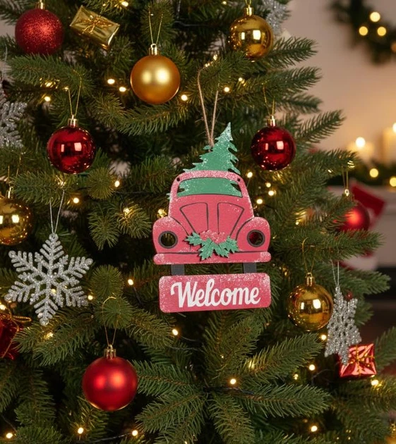 Підвіска машинка WELCOME з ялинкою Червоний (3916) Підвіска машинка WELCOME з ялинкою Червоний (3916)