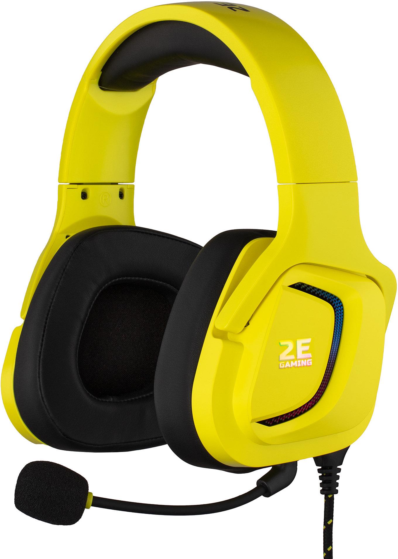 Наушники 2E Gaming HG340 RGB 3,5 мм Yellow (2E-HG340YW)  