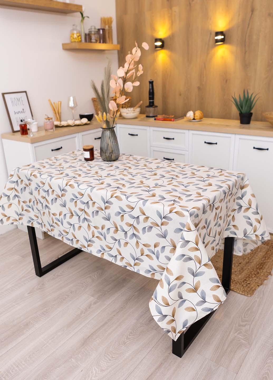 Скатерть хлопковая Листочки раскладной стол 1,5х2,2 м (лст22)