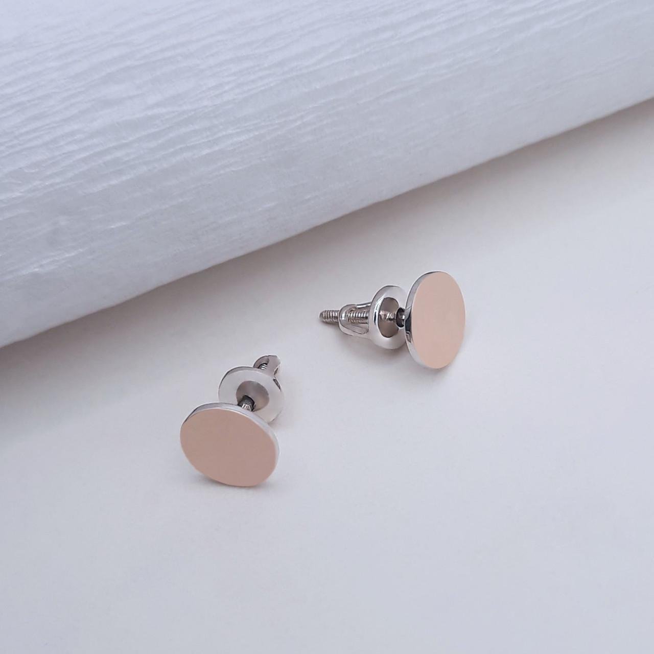 Серебряные серьги пусеты с золотыми вставками Божья коровка (2282372480)