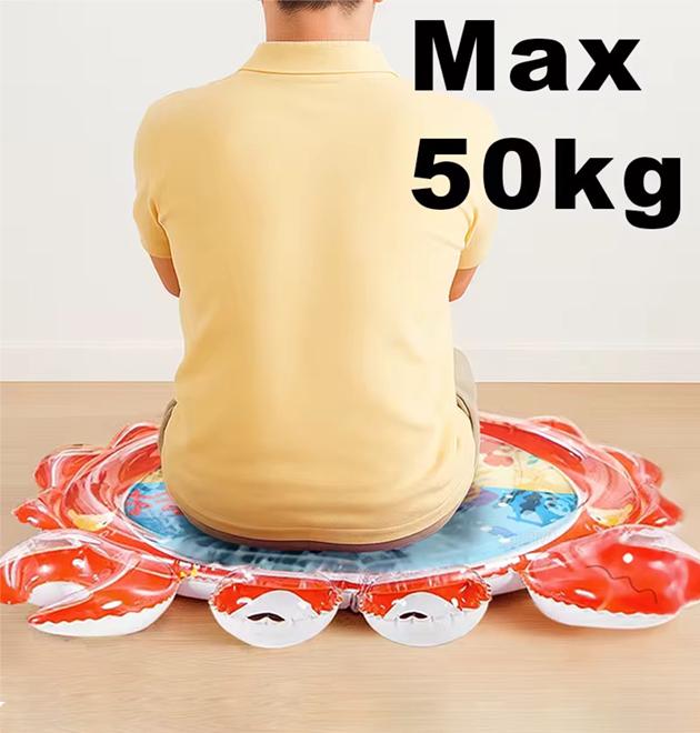 Коврик водяной детский Краб развивающий надувной с рыбками и насосом 85х110 см Красный - фото 11