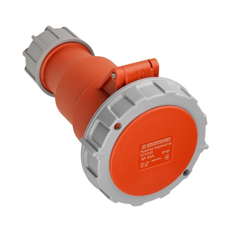 Розетка переносная АСКО-УКРЕМ полиамид серии UСombi 4P 3Р+ РЕ 32A IP 67 (A0080010126)