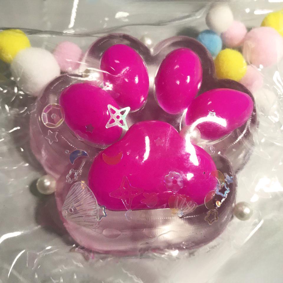 Игрушка сквиш Таба лапка котика Антистресс 7 см Прозрачно-сиреневый (10940)