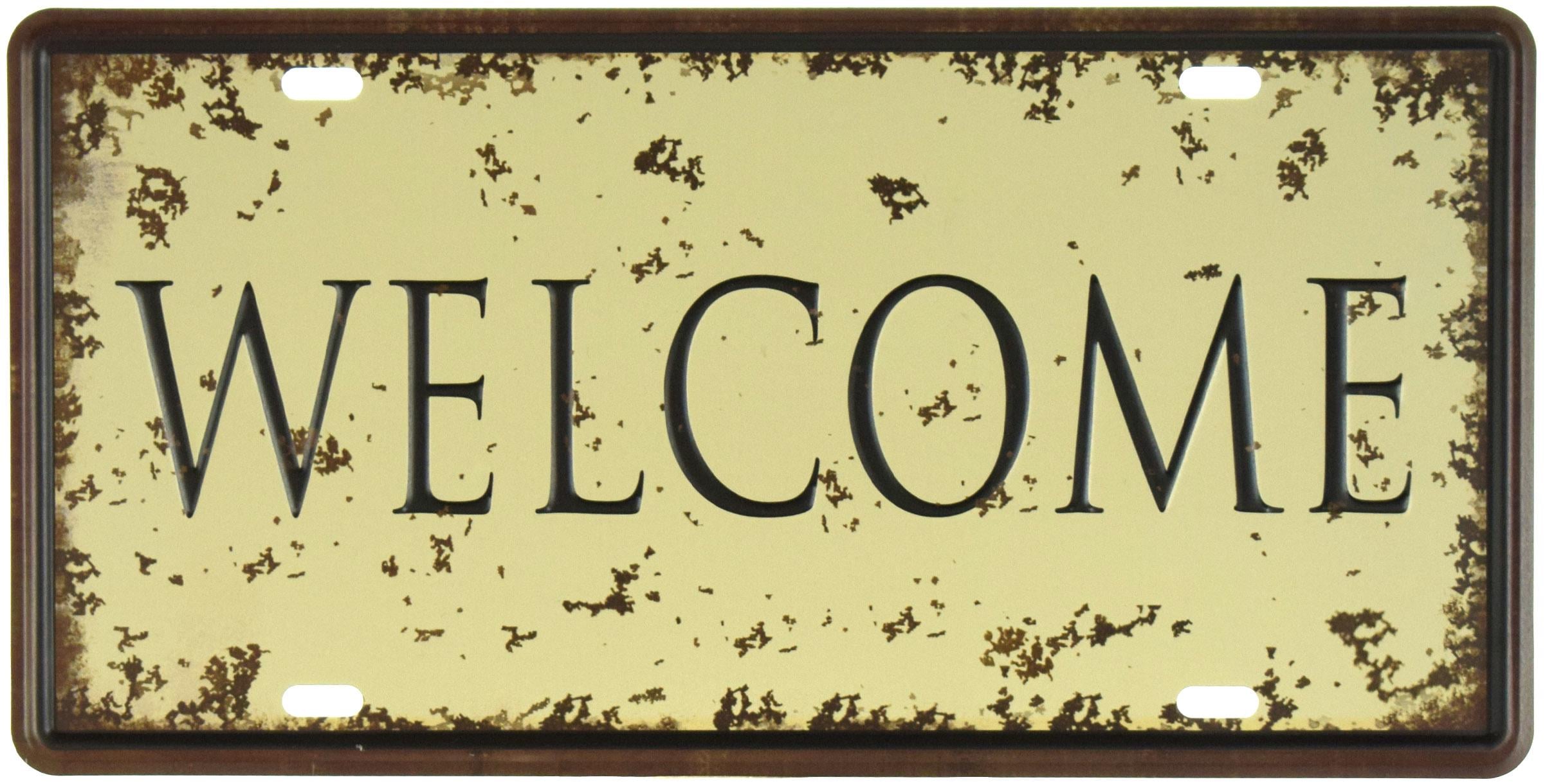 Табличка металлическая Добро Пожаловать/Welcome 15x30 см