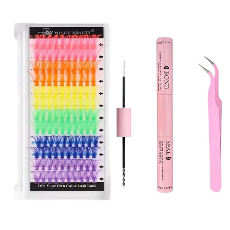 Набор накладных ресниц Wispy Spikes D Curl и средства для нанесения 14/16 мм Разноцветный (26837763)