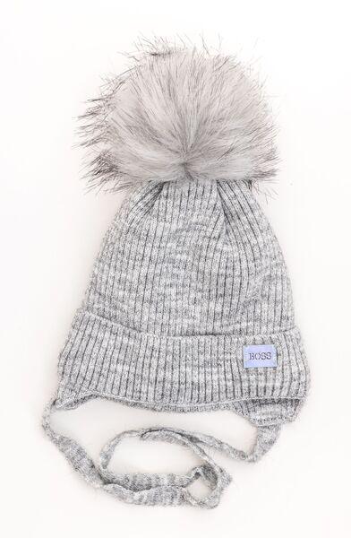 Шапка детская для мальчиков Бос D822 хлопок 42-46 см Светло-серый