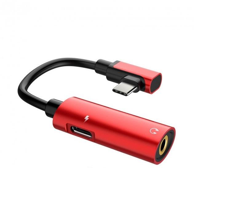 Перехідник Hoco Type-C To Type-c 3.5 mm audio converter LS19 1.5А Red