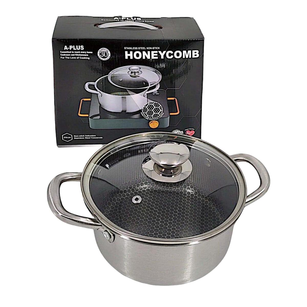 Кастрюля с антипригарным покрытием HONEYCOMB A-PLUS 20 см (3061 CS) - фото 6 Кастрюля с антипригарным покрытием HONEYCOMB A-PLUS 20 см (3061 CS) - фото 6