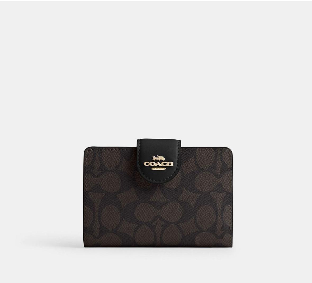 Кошелек женский кожаный Coach Medium Corner Zip Wallet CW786 Коричневый (2881900532)