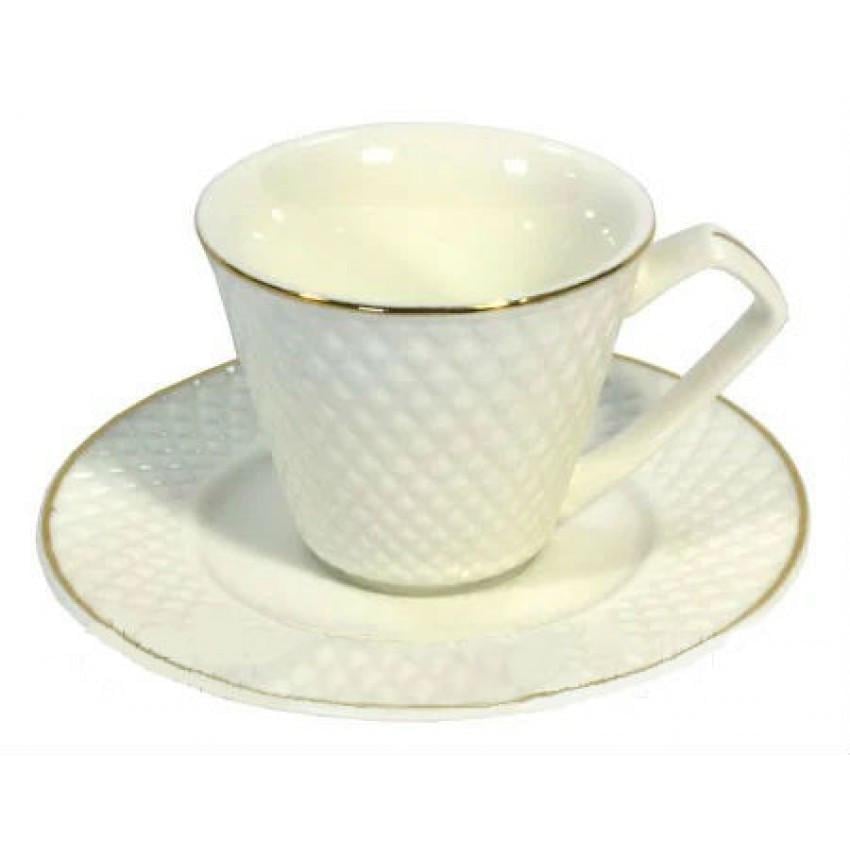 Чашка з блюдцем Interos AI012-AI013-G Кристал 90 мл Чашка з блюдцем Interos AI012-AI013-G Кристал 90 мл