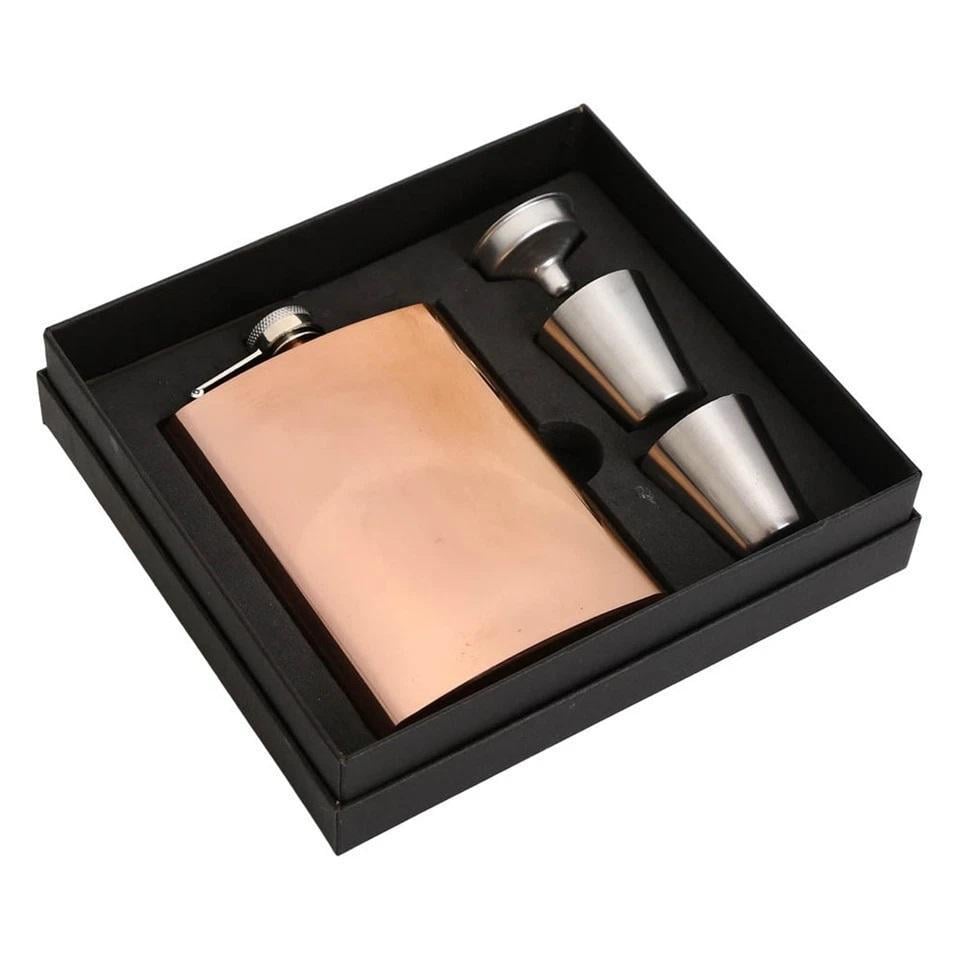 Подарунковий набір для алкоголю 4в1 фляга/стопки та лійка Бронзовий (Е051580)