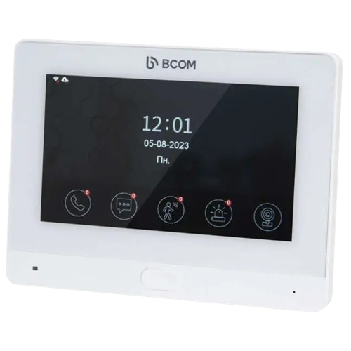 Видеодомофон с сенсорным дисплеем BCOM BD-760FHD/T 7" IPS 1024x800 Wi-Fi White (38310354)
