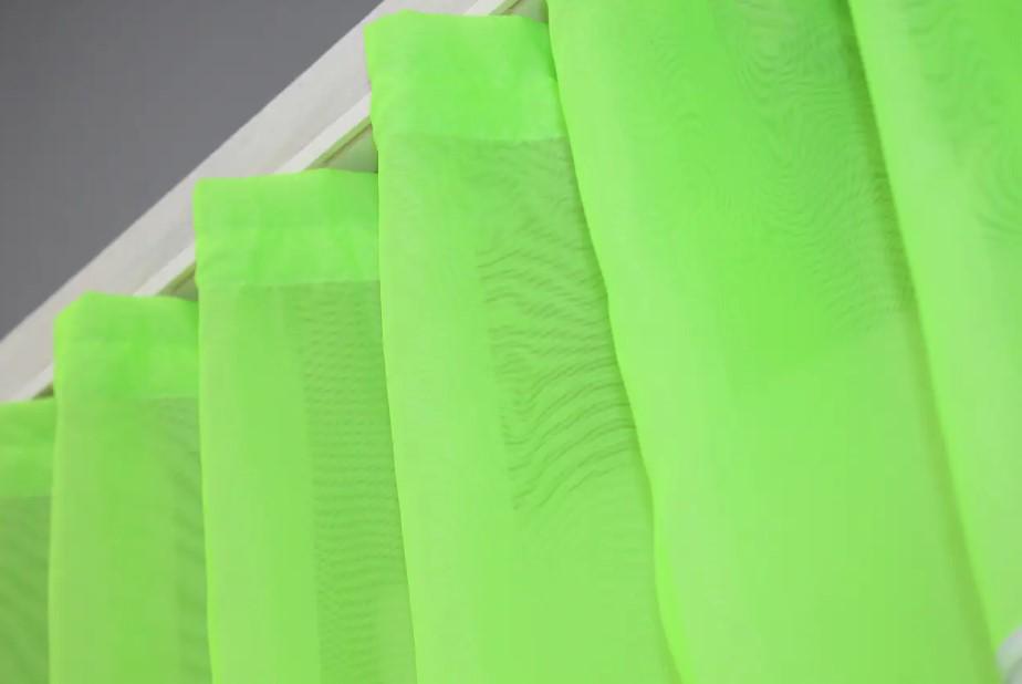 Гардина на кухню шифон 280х170 см Неоново-салатовый/Белый (047к) - фото 4 Гардина на кухню шифон 280х170 см Неоново-салатовый/Белый (047к) - фото 4