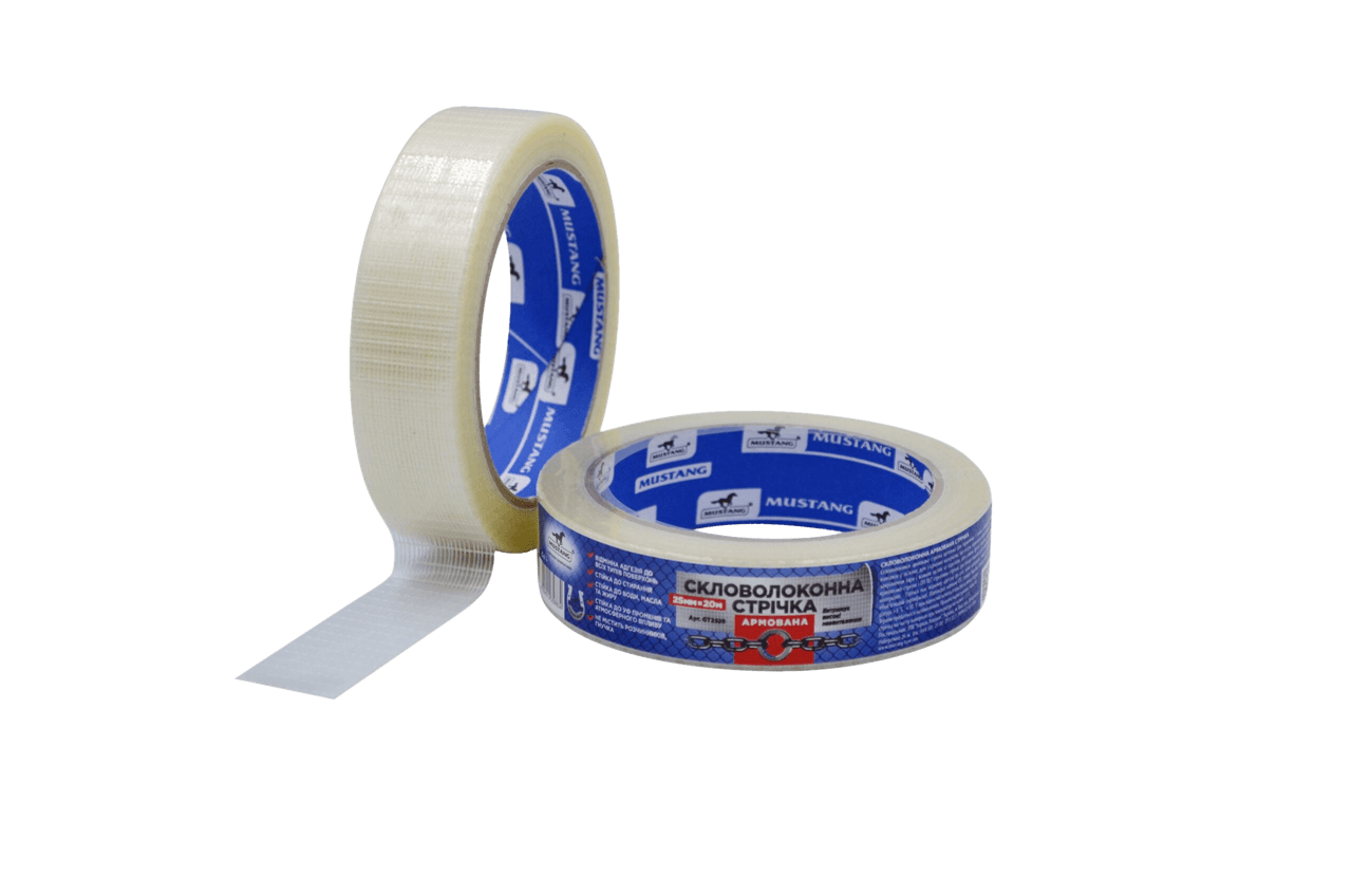 Скотч армированный Mustang GT2520 25x0,28 мм 20 м стекловолокно/каучук Прозрачный (INRUC0006250020000) - фото 2 Скотч армированный Mustang GT2520 25x0,28 мм 20 м стекловолокно/каучук Прозрачный (INRUC0006250020000) - фото 2