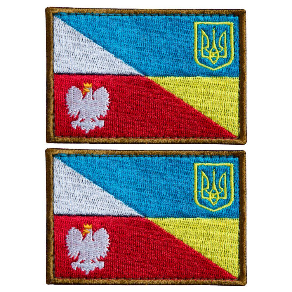 Шеврон на липучке флаг Украины и Польши 5х8 см 2 шт. (20832)