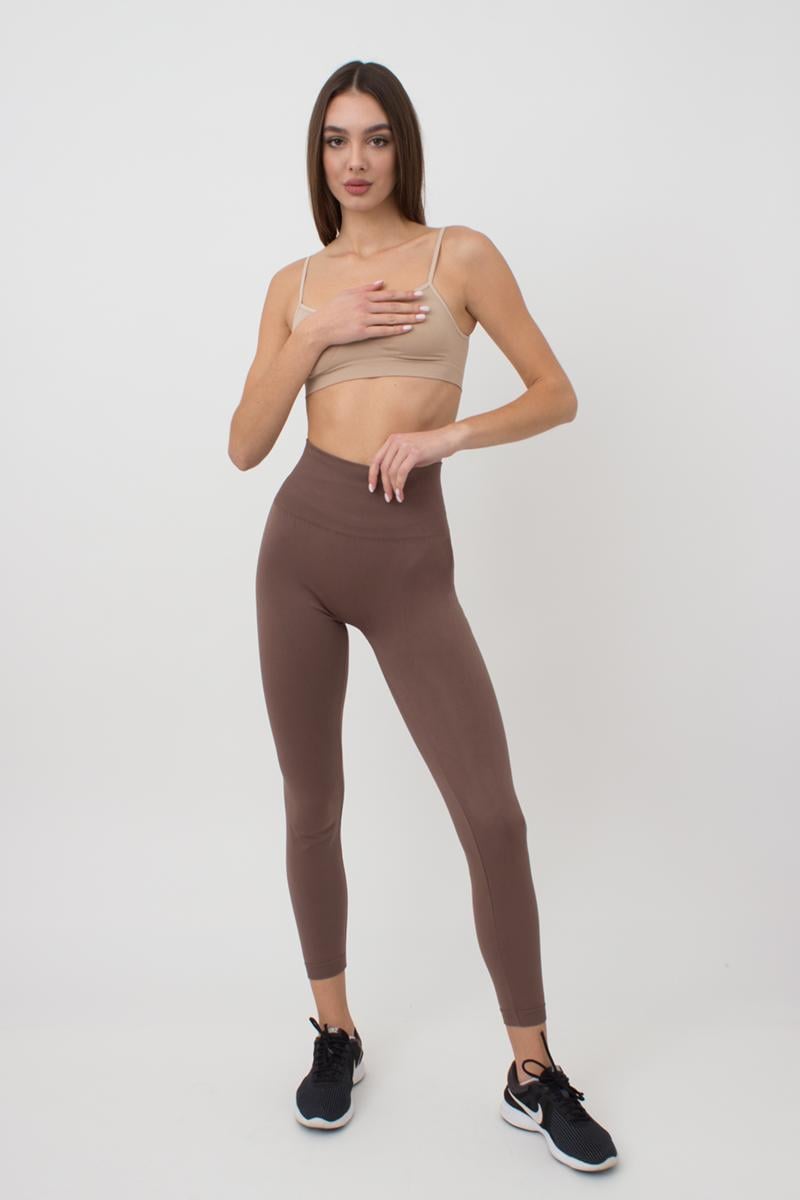 Легінси жіночі безшовні Giulia LEGGINGS 02 з мікрофібри S/M Brown-deep taupe (4823102983202)