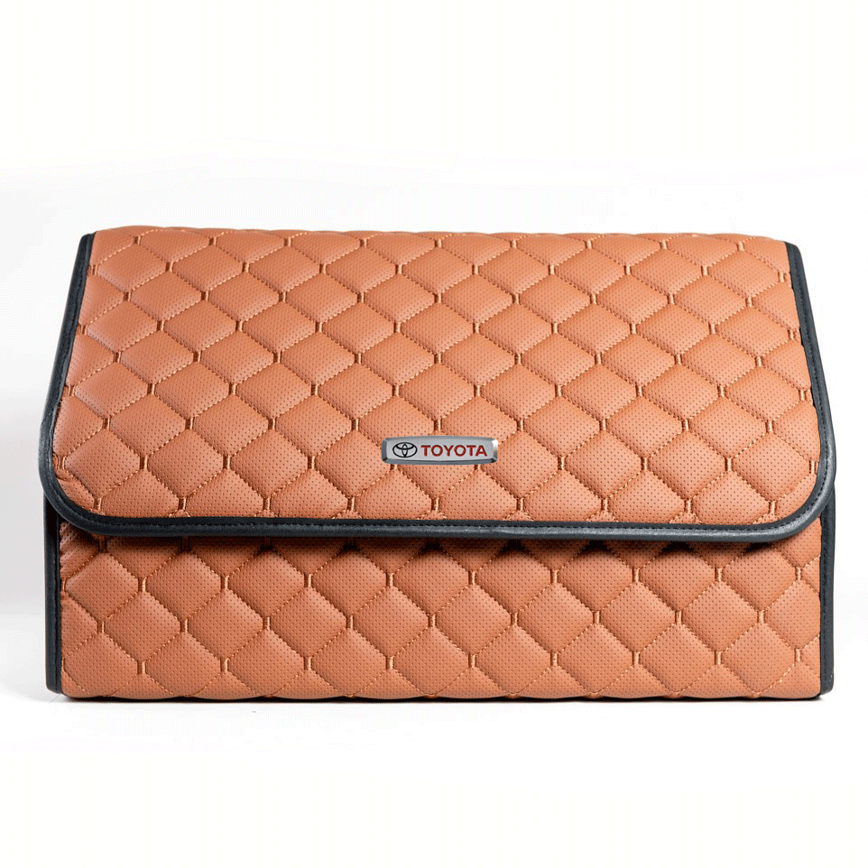 Сумка-органайзер с лого Toyota в багажник CarsBAG Экокожа 30x50x30 см Коричневый (acb-1036-3-30х50х30-10)