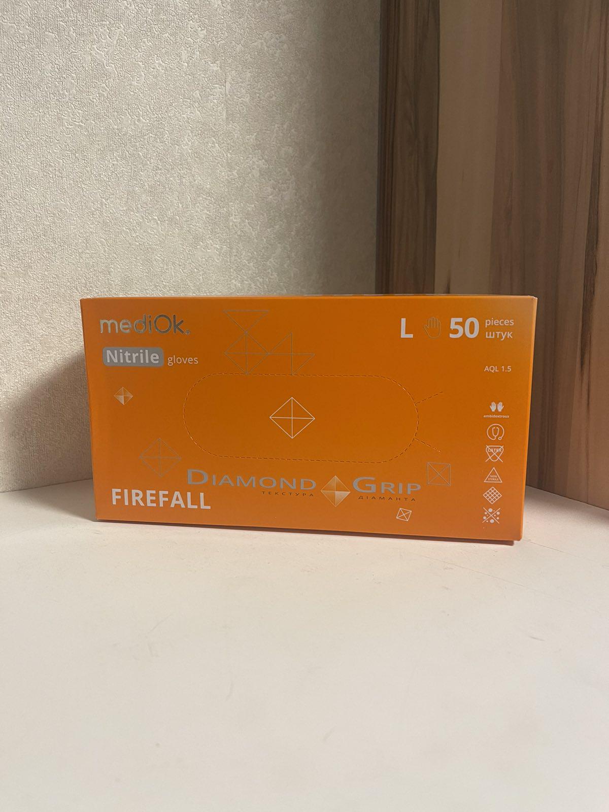 Рукавички нітрилові Mediok GRIP підвищеної міцності неопудрені 8,6 г L 25 пар Orange (29753314)