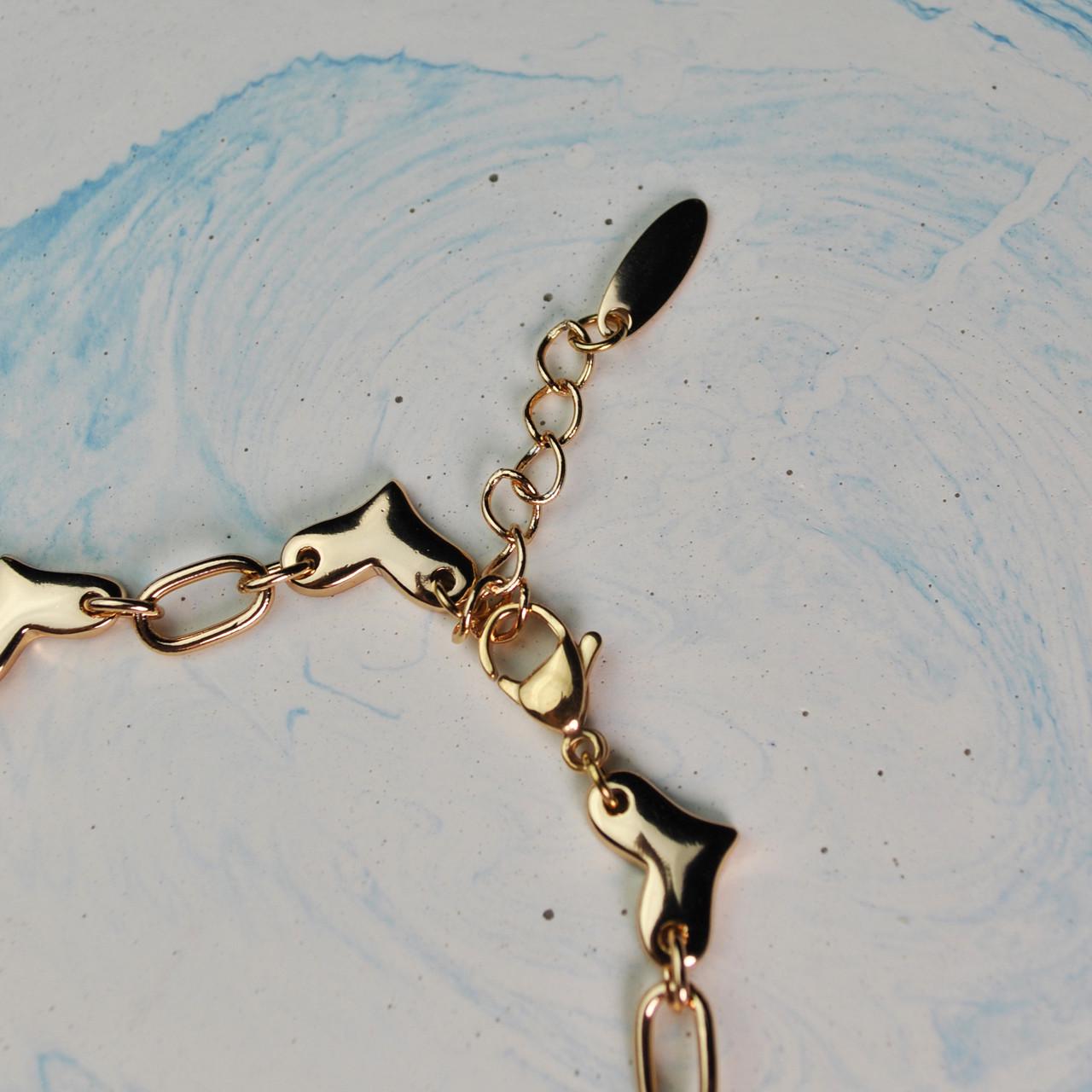 Браслет серце з фіанітами медична сталь позолота (x143-2) - фото 3