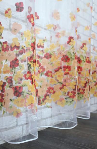 Тюль с крупным принтом органза Прозрачный/Красный/Оранжевый (823т) - фото 2 Тюль с крупным принтом органза Прозрачный/Красный/Оранжевый (823т) - фото 2