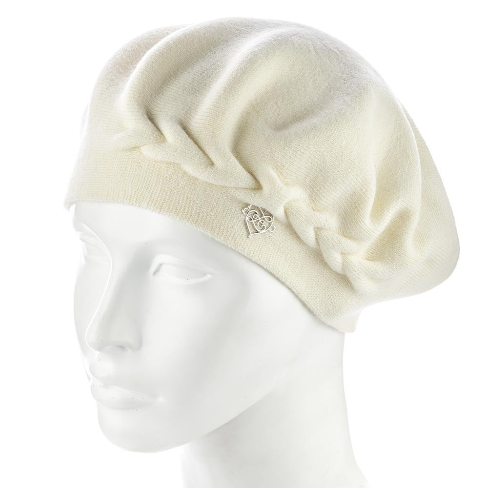 Берет жіночий подвійний збоку з візерунком Zolly ZH257 Ваніль